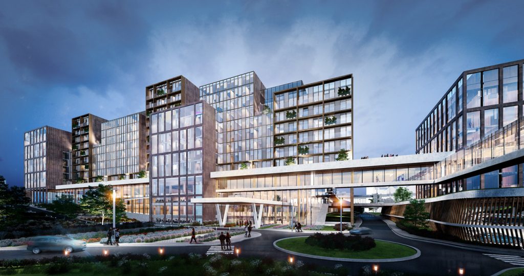 Vue depuis l'avenue Mounier © VK Architects Engineers et Michel Rémon Associés